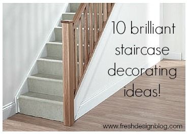 liven-up-your-staircase-10-stair-decorating-ideas How To Decorate A Staircase, Wallpaper Up Stairway Wall, How To Decorate A Stairway Wall, Wallpaper For Stairs Wall, Wallpaper Hallway Stairs, Staircase Wallpaper Ideas, Update Stairs, Decorate Staircase Wall, Decorate Stairs