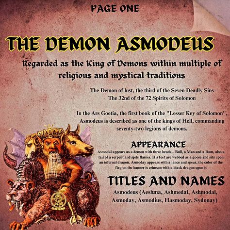 Is Asmodeus an angel, a demon, or just misunderstood? This fiery figure's got a wild reputation, but there's more to him than meets the eye. Swipe to learn the truth about Asmodeus! ⏭️⏭️⏭️ #mythologytok #demondilemma #witchyaf #AsmodeusWho #WitchesOfInstagram Asmodeus Witchcraft, King Asmodeus Deity, Asmodeus Offerings, Asmodeus Deity, King Asmodeus, Procreate References, Asmodeus Demon, Satanic Bible, Lottery Book