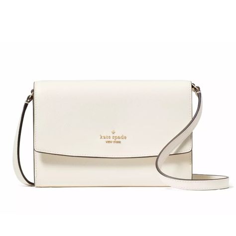 New With Tags 100% Authentic Kate Spade New York Perry Leather Crossbody Meringue With Gold Tone Hardware Style # Kg029 Retail Price $239 Saffiano Leather Strap Drop: 22" Metal Spade Pin Mount Logo Interior: 12 Credit Card Slots, Front Slip, Front Zip And Back Slip Pockets Flap With Magnetic Snap Closure Two-Way Spade Jacquard Lining Dust Bag Not Included Length: 7 3/4" Height: 5 1/4" Depth: 1.5" White Kate Spade Purse, Kate Spade Purse Crossbody Handbags, 2024 Inspiration, Kate Spade Crossbody Purse, White Crossbody Bag, 2024 Christmas, Kate Spade Bag Crossbody, Kate Spade Purse, Leather Crossbody Purse