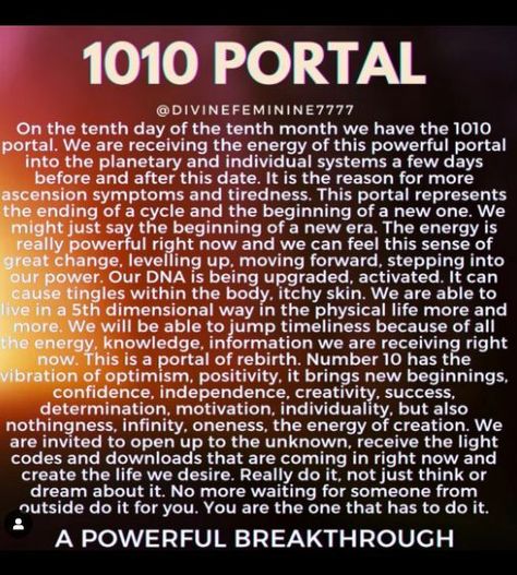 1010 portal for Energy & Numerology buffs... #1010portal #energyshift #breakthroughs #energy #numerology #selfcare I Love You Means, Age Of Aquarius, Soulmate Quotes, Divine Feminine, Moving Forward, Good Vibes, Soulmate, Portal, Spirituality