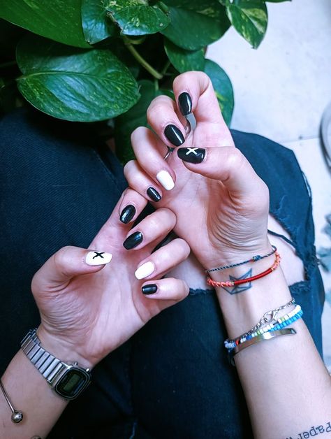 Nail Art For Men Black And White, J Hope Nail Art, Jhope Inspired Nails, Jhope Nail Art, Minimal Nail Art For Men, Suga Nail Art, Jhope Nails, Hope Nail Art, Chris Nails