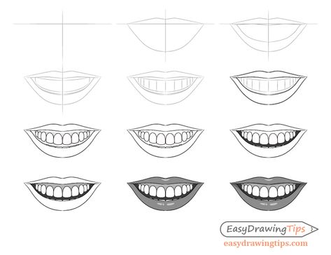 How to Draw a Smile Step by Step - EasyDrawingTips How To Draw A Smiling Face, How To Draw Someone Smiling, How To Draw Teeth Smile, How To Draw Smiles With Teeth, How To Draw A Smile With Teeth, How To Draw A Smile, How To Draw A Mouth, Smile Tutorial, How To Draw Teeth