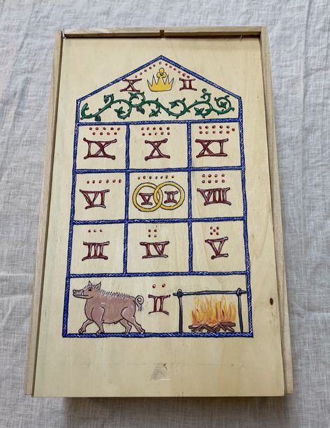 Medieval Games Box with Painted Gluckhaus Board Lid – Medieval York: Eulalia Hath a Blogge Felt Games, History Games, Medieval Games, Old Board Games, Board Games Diy, Medieval Decor, Wine Gift Boxes, Space Wedding, Painted Boards