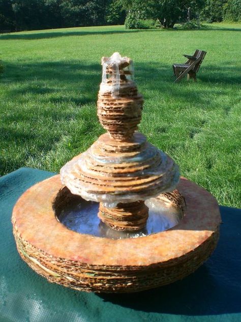 Miniature Fountain, Musical Decor, Escuela Diy, Book Cover Page Design, Decorative Fountains, Book Cover Page, Hollow Tree, Expensive Art, Diy Fountain