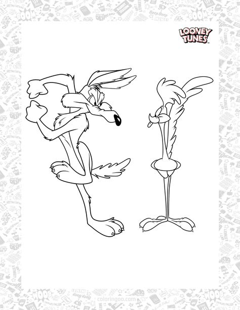 Wile-E Coyote and the Road Runner Coloring Sheet Wylie Coyote, Runner Tattoo, The Road Runner, Wile E Coyote, Looney Tunes Characters, Looney Tunes Cartoons, Coloring Pages Printable, Page Ideas, Road Runner