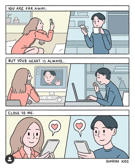 Ldr Comic, Ldr Couples, Sundae Kids, Relationship Comics, Couple Comics, Cute Couple Comics, Couples Comics, Computer Shortcuts, Distance Love