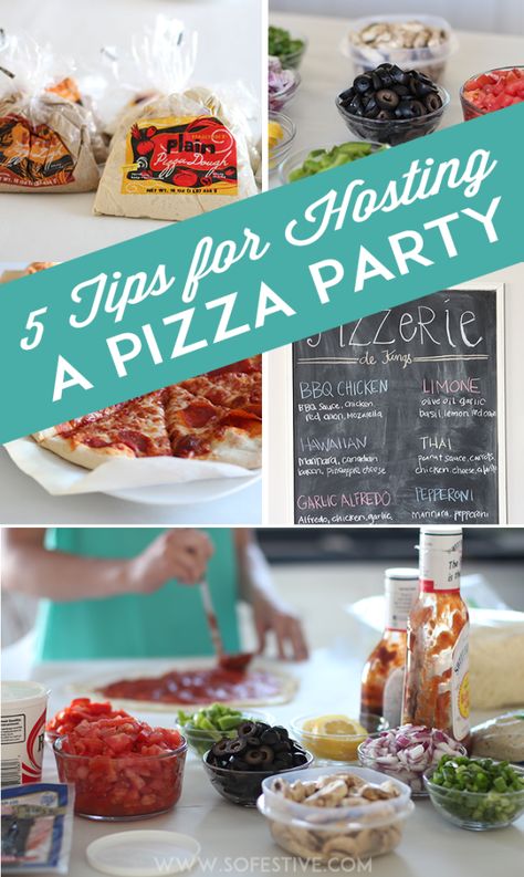 5 Tips for Hosting a Pizza Party At Home! Personal Pizza Party, Pizza Party Menu, Pizza Night Party, Homemade Pizza Party, Pizza Bar Party, Outdoor Pizza Party, Pizza Party Food, Backyard Pizza Party, Pizza Dinner Party