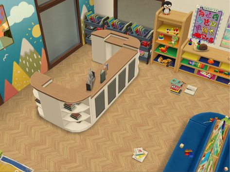 Daycare items used with toddler items #simsfreeplay #interiordesign #library Sims Freeplay Daycare, Sims 4 Daycare, Sims Free Play, House Details, Sims Freeplay, Free Play, Library Design, Floor Layout, House Flooring