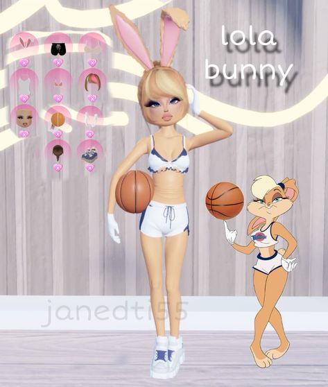 Dress To Impress Lola Bunny, Basketball Dress To Impress, Bunny Dress To Impress, Dti Doll Outfit Ideas, Fitness Outfits Dress To Impress, Dti Outfit Ideas Anime, Dress Yo Impress Outfits, Fitness Dti Outfit, Dti Fashion Icon