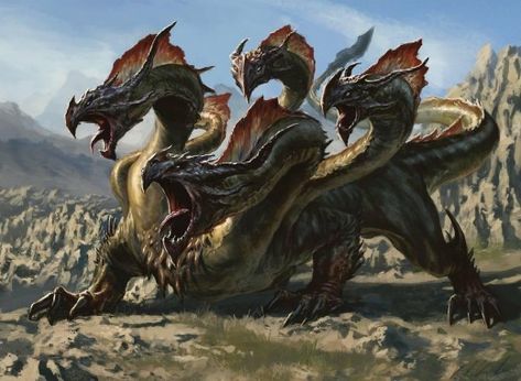 Top Mythological Creatures: The Most Dangerous Monsters | Owlcation Hydra Monster, Monster Hunter Art, Mtg Art, Fantasy Beasts, Fantasy Monster, Creature Feature, Mythological Creatures, Fantasy Dragon, Magic Art