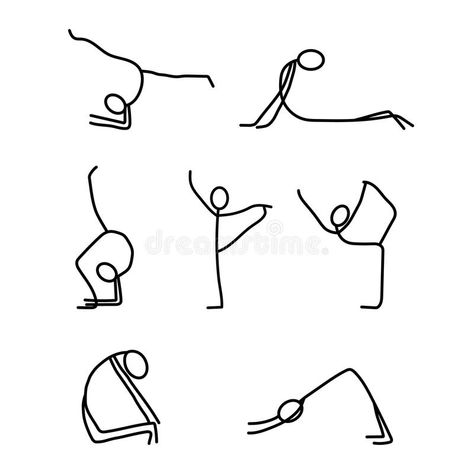 Yoga Sketch Art, Cute Stick Figures, Yoga Drawings, Yoga Sketch, Scenes Illustration, Yoga Stick Figures, Yoga Vector, Yoga Cartoon, Yoga Drawing