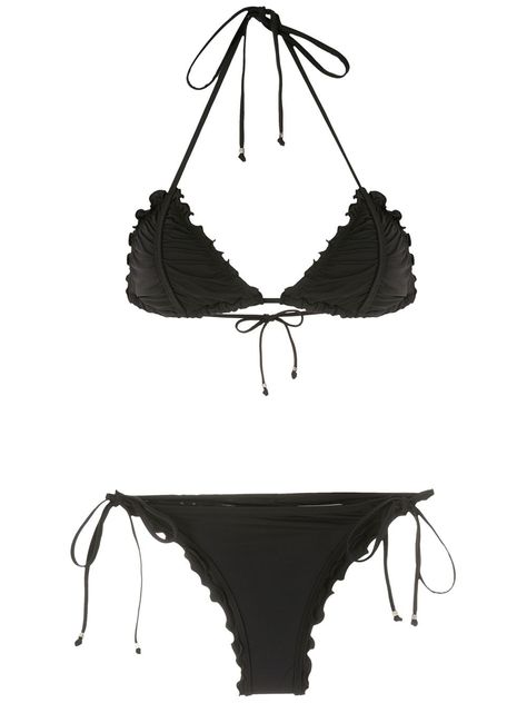 Black ripple effect bikini set from Amir Slama featuring a triangle top, spaghetti straps, a back tie fastening, side tie fastenings, a stretch fit, an elasticated trim and a lining. This item is true to fit. Grunge Bathing Suits, Black Bathing Suit, Ripple Effect, Black Bathing Suits, Cute Bathing Suits, Cute Swimsuits, Cute Bikinis, Triangle Top, Black Swimsuit