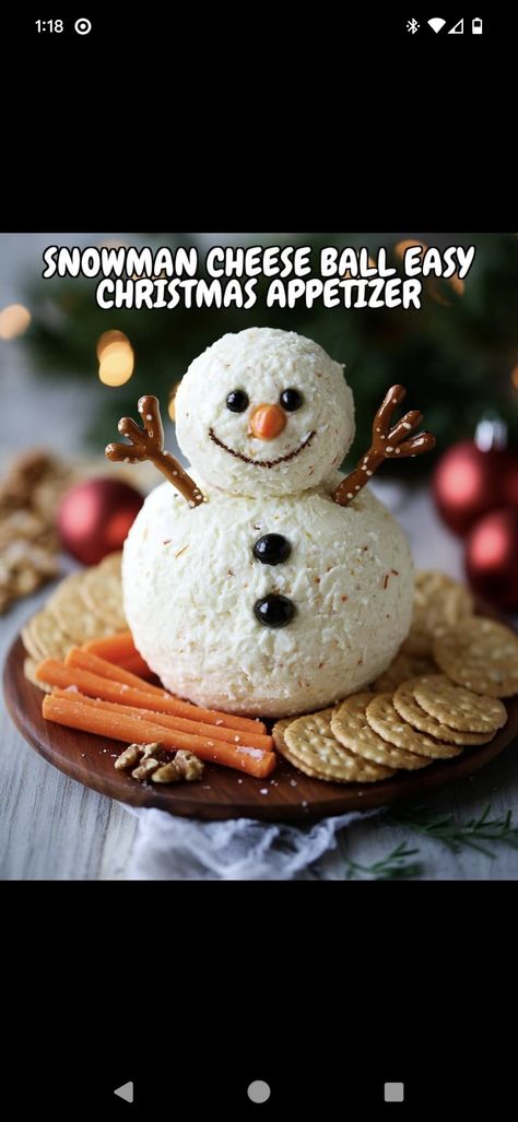 Cheese Ball Snowman, Christmas Cheeseball, Snowman Cheese Ball, Snowman Cheeseball, Snowman Recipes, Christmas Appetizers Easy, Christmas Appetizers Party, Cheese Ball Recipes, Dessert Toppings