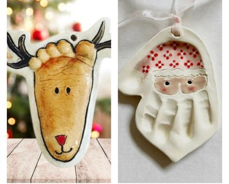 Footprint Ornament, Footprint Keepsake, Baby Christmas Ornaments, Baby Handprint, Footprint Art, Clay Baby, Baby Footprints, Baby Christmas, Baby Ornaments