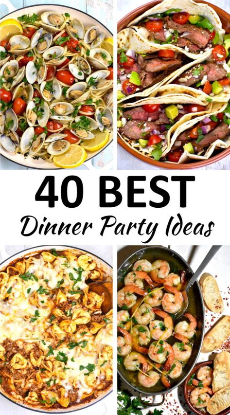 dinner party ideas pin Dinner For A Party, Easy Dinner Party Ideas, Theme Dinner Party, Flank Steak Fajitas, Jambalaya Pasta, Dinner Party Ideas, Around The World Theme, Reheat Chicken, Tortellini Bake