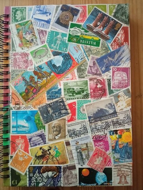 Crafts with old Postage stamps - Postcards & Mail / Mailart, handmade & stationery - Postcrossing Community Postage Stamp Crafts, Postage Stamps Diy, Old Postage Stamps, Postage Stamps Crafts, Postage Stamps Collage, Old Stamps, Diary Planner, Diy Stamp, Some Cards