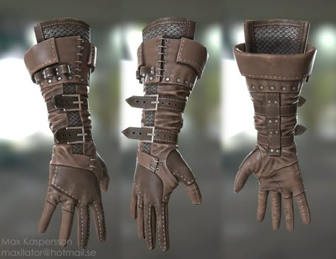 ArtStation - Fantasy Gauntlet, Max Kaspersson Fantasy Gauntlet, Fantasy Gauntlets, Fantasy Gloves, Armor Fantasy, Leather Gauntlet, Armor Clothing, Gloves Design, Leather Armor, Medieval Armor