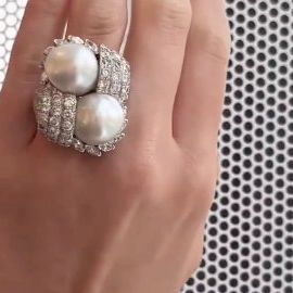 Pearl Cocktail Ring, Diamond Cuff Bracelet, David Webb, Pearl And Diamond Ring, Unique Beauty, The Culture, Baroque Pearls, Cocktail Rings, Cuff Bracelet