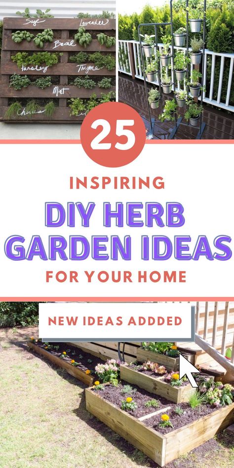 Fresh herbs can make a world of difference to your cooking. That is the reason that so many people have started their own DIY herb garden at home. So here are some clever ideas to have a DIY herb garden outdoor, indoor, & in the kitchen. Click here for more creative DIY herb garden ideas for outdoor, DIY herb garden ideas for indoor, DIY herb garden designs, DIY herb garden in the kitchen. Diy Herb Garden Ideas, Hanging Herb Gardens, Backyard Herb Garden, Raised Herb Garden, Balcony Herb Gardens, Patio Herb Garden, Herb Diy, Garden Planters Diy, Herb Garden Pallet