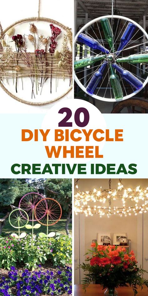 Transform your home decor with these imaginative DIY bicycle wheel projects that will bring a unique and stylish touch to your space. Explore creative ways to repurpose old bicycle wheels into decorative pieces that reflect your passion for cycling and infuse charm into your living environment. Join the DIY journey to convert regular wheels into extraordinary accents that will elevate the aesthetics of your space. Dive into the world of crafting and elevate your decor with these innovative ideas Bicycle Wheel Decor, Wheel Crafts, Diy Bicycle, Diy Summer Decor, Tire Craft, Bicycle Diy, Wheel Craft, Bicycle Wheels, Planting Pots