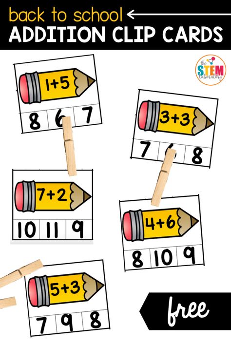 Preschool Math Addition, Addition Clip Cards, Adding For Preschoolers, Adding Activities Preschool, Addition Cards Free Printable, Addition Flashcards Printable Free, Addition For Kindergarten, Addition Preschool, Addition Worksheets Kindergarten