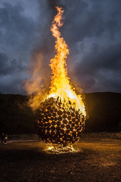 Fire Sculpture, Environmental Sculpture, Rock Sculpture, Black Rock City, Sugi Ban, Shou Sugi Ban, Fire Art, Firepit, Environmental Art