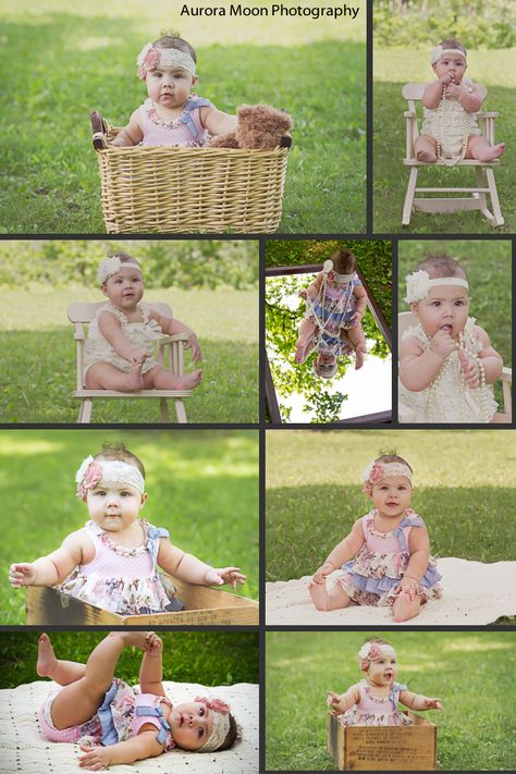 6 month old outdoor photo shoot ~ Aurora Moon Photography 10 Month Old Pictures, 6 Month Old Outdoor Photoshoot, Outdoor 6 Month Pictures, Outdoor Photo Shoot, Birthday Poses, 2nd Birthday Photos, Month Pictures, Fam Pics, 1st Birthday Pictures