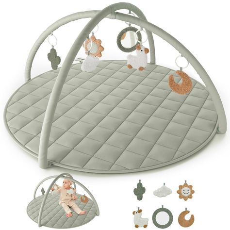 Amazon.com : Beautiful Baby Play Gym and Tummy Time Mat - Soft Cotton Mat with 6 Cute Toys Creates The Perfect Activity Area for Your Girl/Boy - Stylish Infant Floor Playmat Fits Nicely with Any Playroom Decor : Baby Baby Floor Mat, Baby Activity Gym, Tummy Time Mat, Baby Play Gym, Baby Changing Tables, Play Gym, Baby Gym, Baby Play Mat, Stylish Baby