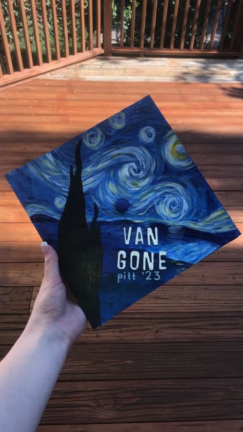 College Graduation Cap Ideas – FINDinista Graduate Cap Decoration, Cool Graduation Cap Designs, Cap Decoration Graduation Aesthetic, Starry Night Graduation Cap, Painted Graduation Cap Ideas, Witchy Graduation Cap, Best Graduation Caps, Art School Graduation Cap, Graduation Cap College Designs