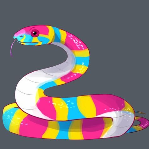 Colorful Snake Drawing, Cute Snake Drawing, Kawaii Snake Art, Cute Snake Art, Pan Pride Art, Cute Snake Art Kawaii, Pansexual Art, Pride Animals, Pansexual Characters