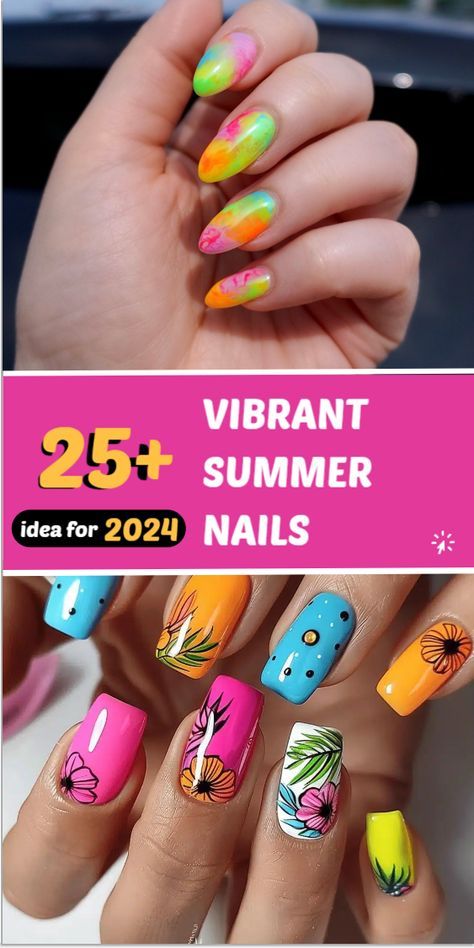 #fashion, #style, #outfitinspiration, #beauty Vibrant Summer Nails, Vibrant Nail Colors, Bright Summer Nails Designs, Summer Happiness, Cute Summer Nail Designs, Yellow Nails Design, Tropical Nails, Bright Summer Nails, Gel Nail Art Designs