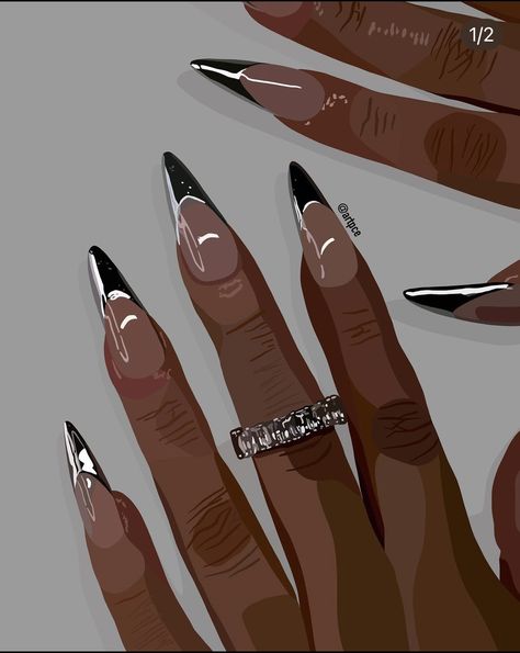 Melanin Nail Art, Abstract Canvas Painting Ideas, Melanin Art Wallpaper, Silver French Tips, Barber Ideas, Ipad Aesthetics, Nail Nail Designs, Acrylic Nails Ideas, Summer Nails Art