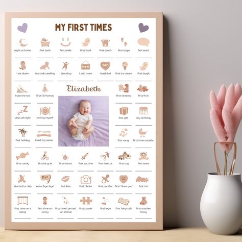 Birth Poster, Poster Baby, Baby Poster, Room Wall Decoration, First Words, First Haircut, Baby Posters, Baby Room Wall, First Tooth