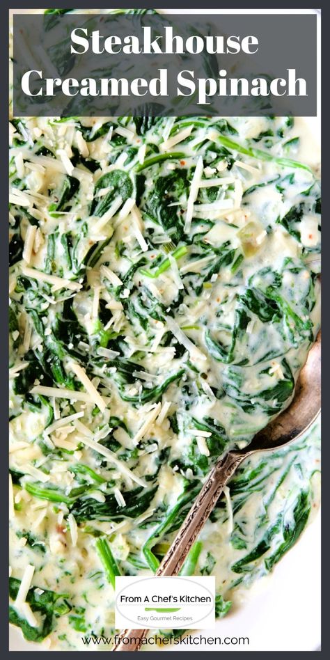 Steakhouse Creamed Spinach Recipe, Steakhouse Creamed Spinach, Creamed Spinach Recipe Easy, Fresh Spinach Recipes, Easy Spinach Recipes, Baby Spinach Recipes, Spinach Side Dish, Creamed Spinach Recipe, Spinach Recipe