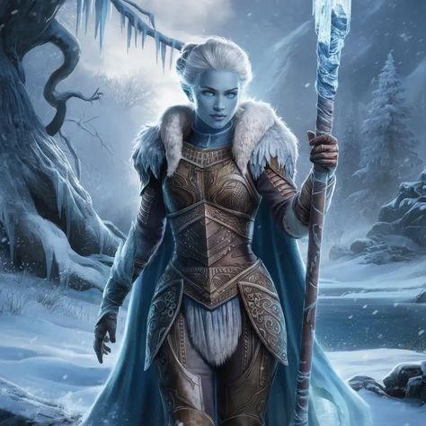 Ice Druid in Leather Armor with Quarterstaff | MUSE AI Druid Armor, Leather Armor, Muse, Fantasy Art, Leather, Art