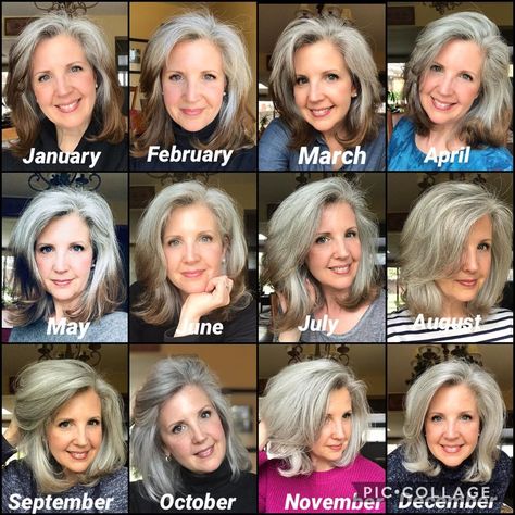 Transitioning to Gray Hair 101, NEW Ways to Go Gray in 2020 - Hair Adviser Transitioning To Gray Hair, Natural White Hair, Grey Hair Color Silver, Blue Grey Hair, Grey Hair Care, Grey Hair Transformation, Grey Hair Dye, Hair Transition, Hair 101