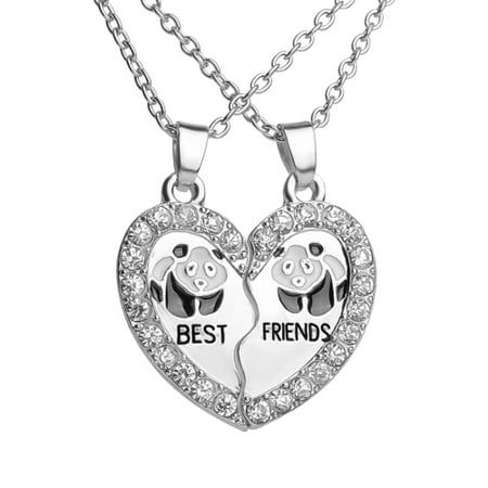 "Description: The friendship necklaces adopt BEST FRIENDS letter print, panda pattern and heart matching pendant, just like the relationship between you and friends. Pendant necklace can bring you a classic cute look, which can be perfectly matched with your favorite lovely outfit or everyday casual. Made from high-quality alloy material, pendant chain necklace is sturdy and durable, and safe to wear. The length of necklace is 45cm, the extension chain length is 5cm. Friends necklace is suitable Panda Necklace, Magnetic Necklace, Bff Necklaces, Engraved Pendant, Best Friend Necklaces, Friendship Jewelry, Bear Necklace, Couple Necklaces, Friendship Necklaces