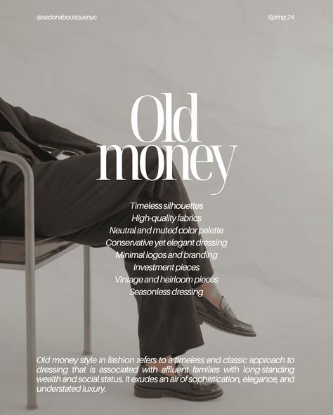 sedonaboutiquemagazine – The Timeless Elegance of Old Money Fashion Style Luxury Design Graphic, Old Money Fashion, Money Magazine, Business Branding Inspiration, Money Fashion, Money Design, Muted Color Palette, Polaroid Photos, Instagram Feed Ideas