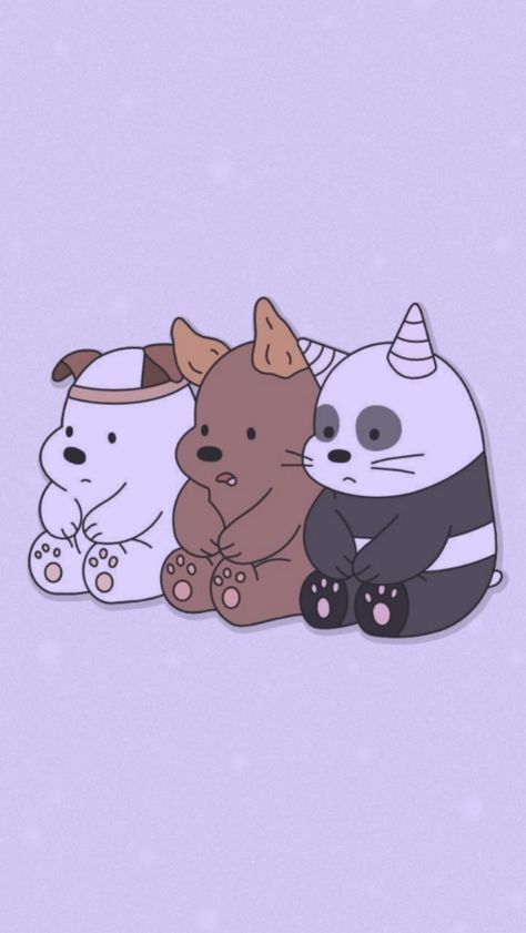 Three Friends Aesthetic Cartoon, Three Friends Cartoon, Three Bears Wallpaper, Paris Wallpaper Iphone, Panda Wallpaper Iphone, We Are Bears, Samsung Wallpaper Android, We Bare Bears Wallpapers, Purple Pastel