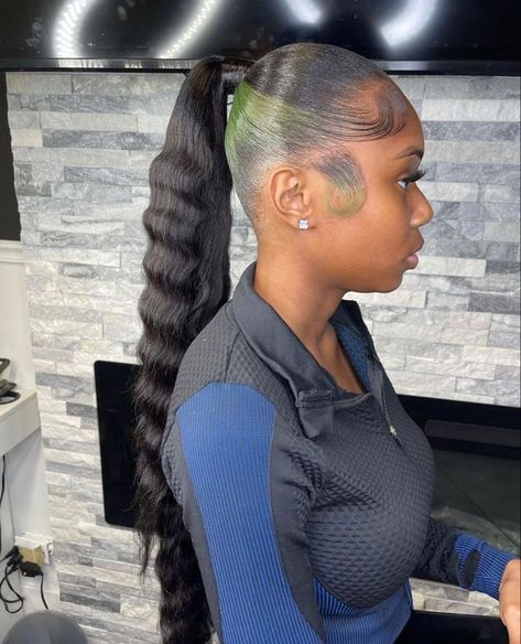 Cute Ponytail Styles, Ponytail Hairstyles For Black Women, Sleek Braided Ponytail, Cute Ponytail, High Ponytail Hairstyles, Cute Ponytails, Black Ponytail Hairstyles, Dyed Natural Hair, High Ponytail