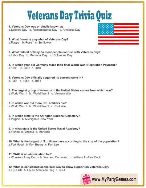 Free Printable Veterans Day Trivia Quiz with Answer Key Veterans Day Worksheets, Veterans Day Elementary, Ideas For Veterans Day, Pencil Games, What Is A Veteran, Veterans Day Poem, Veterans Appreciation, Free Veterans Day, Veterans Day Activities