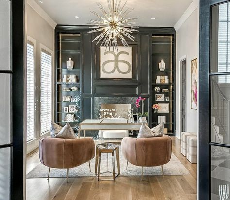 Glam Home Office Ideas, Industrial Glam Decor, Industrial Home Office Design, Office Space Inspiration, Glam Office, Industrial Home Offices, Industrial Glam, Home Office Closet, Kb Homes