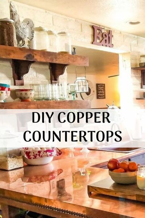 Countertop Decor Ideas Kitchen, Decoration Ideas Kitchen, Copper Countertops, Countertop Decor Ideas, Farmhouse Kitchen Diy, Painting Laminate Countertops, Diy Concrete Counter, Copper Counter, Circle Ideas