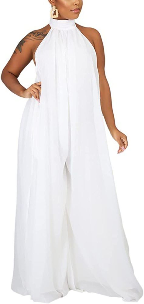 All White Party Outfits, White Outfits For Women, White Party Outfit, Long Pants Outfit, Chiffon Jumpsuit, Long Pant Jumpsuit, Chiffon Romper, Yellow Jumpsuit, Summer Jumpsuit