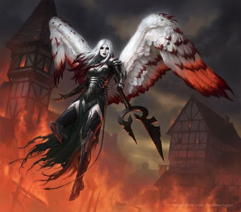 Shadows over Innistrad: Madness, werewolves, and gothic horror descend upon Magic | Ars Technica Fantasy Angel, Creature Fantasy, Illustration Fantasy, Mtg Art, Charcoal Drawings, Dark Arts, White Wings, Art Manga, Art Women