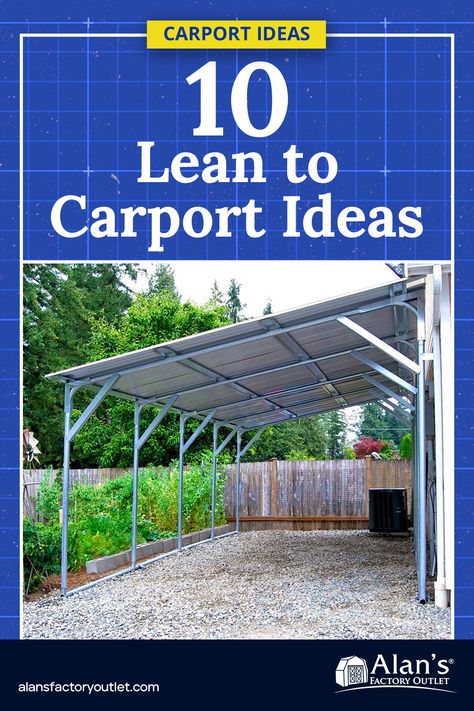 10 Lean-To Carport Ideas: Space-Efficient Shelters. Utilize your space efficiently with these lean-to carport ideas that offer protection and style. #LeanToCarport #SpaceEfficient Metal Lean To Carport, Aluminum Carport Ideas, Lean To Carport Ideas, Carport Diy How To Build, Car Ports On Side Of House, Lean To Carport Against House, Car Port Ideas Carport Designs, Metal Carport Ideas, Detached Carport Ideas