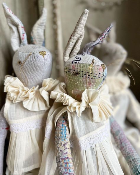 🐰 N E W 🐰 Handsome ruffle bun rag dolls handmade from our beautiful kantha quilt remnants! Each one is completely unique and one of a kind… | Instagram Handmade Stuffed Toys, Bunny Soft Toy, Rabbit Dolls, Waldorf Dolls, Crochet Bunny, Knitted Dolls, Soft Sculpture, Kantha Quilt, Fabric Dolls