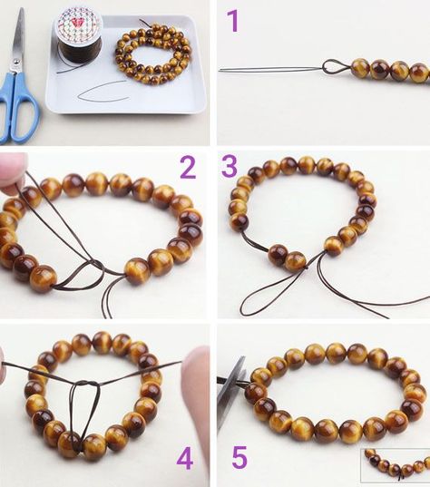 Stretch Beaded Bracelets Diy, Diy Bracelets With String, Making Bracelets With Beads, Gelang Manik-manik, Bracelets Handmade Diy, Bracelet Craft Diy, Jewelry Knots, Pola Gelang, Gelang Manik