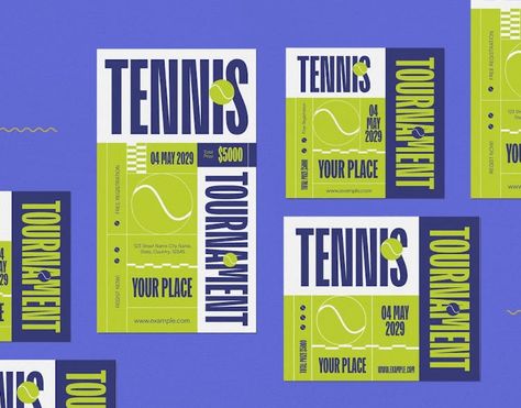 Yellow Flat Design Tennis Tournament Flyer Set :: Behance Tennis Poster, Advertising Poster Design, Tennis Design, Tennis Posters, Tennis Tournament, Kids Tennis, Facebook Post Template, Tennis Tournaments, Graphic Design Inspo