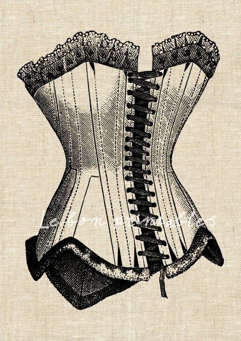 Corset Sketch, Corset Illustration, Corset Drawing, Corset Art, Vintage Corsets, Altered Art Jewelry, Corsets Vintage, Vintage Corset, Images Vintage